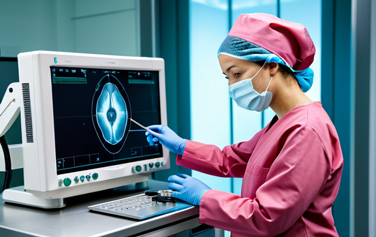 A professional female surgeon, dressed in a modest scrub suit and surgical cap, is expertly operating a futuristic robotic surgery console in a sterile, high-tech operating room. Her hands are on the haptic controls, subtly implying tactile feedback from the virtual tools. The environment is clean and brightly lit, with advanced medical equipment visible in the background. This image emphasizes precision and technological advancement in healthcare. perfect anatomy, correct proportions, natural pose, well-formed hands, proper finger count, natural body proportions, fully clothed, appropriate attire, professional dress, safe for work, appropriate content, professional photography, high quality, modest.